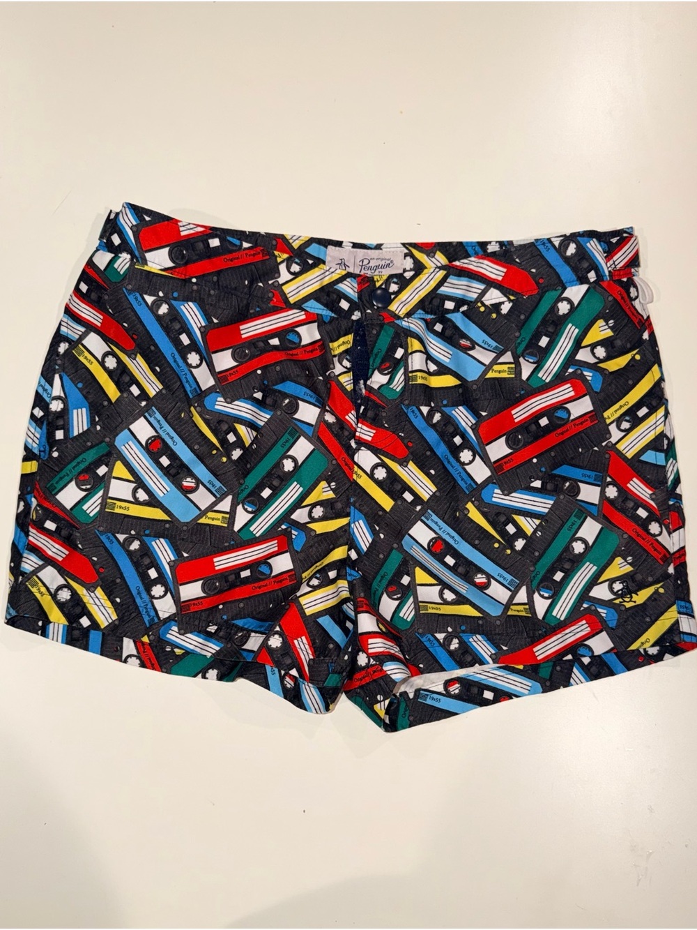 Original Penguin Cassette-Print Swim Trunks